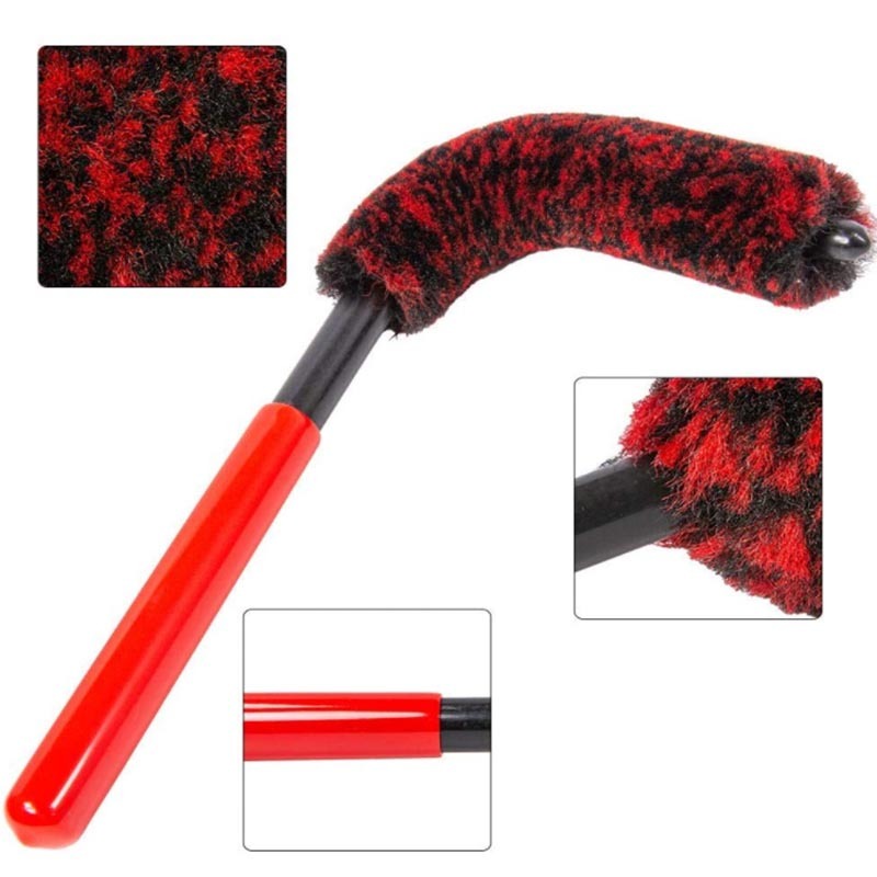 Soft Fiber Car Wheel Cleaning Brush with Bendable Long Handle